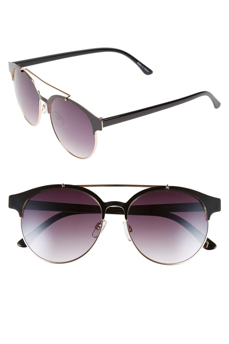 55mm Round Sunglasses, Main, color, BLACK/ GOLD