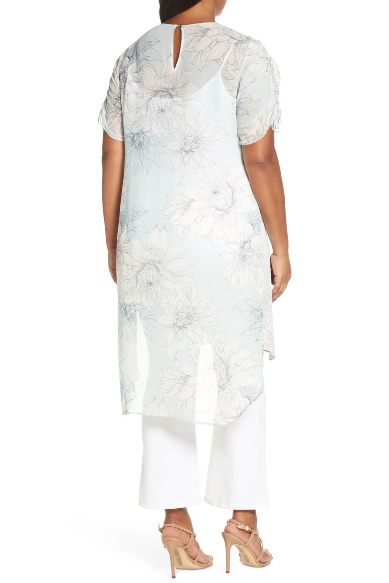 Pagoda Blossoms Shirttail Tunic, Alternate, color, MORNING DEW