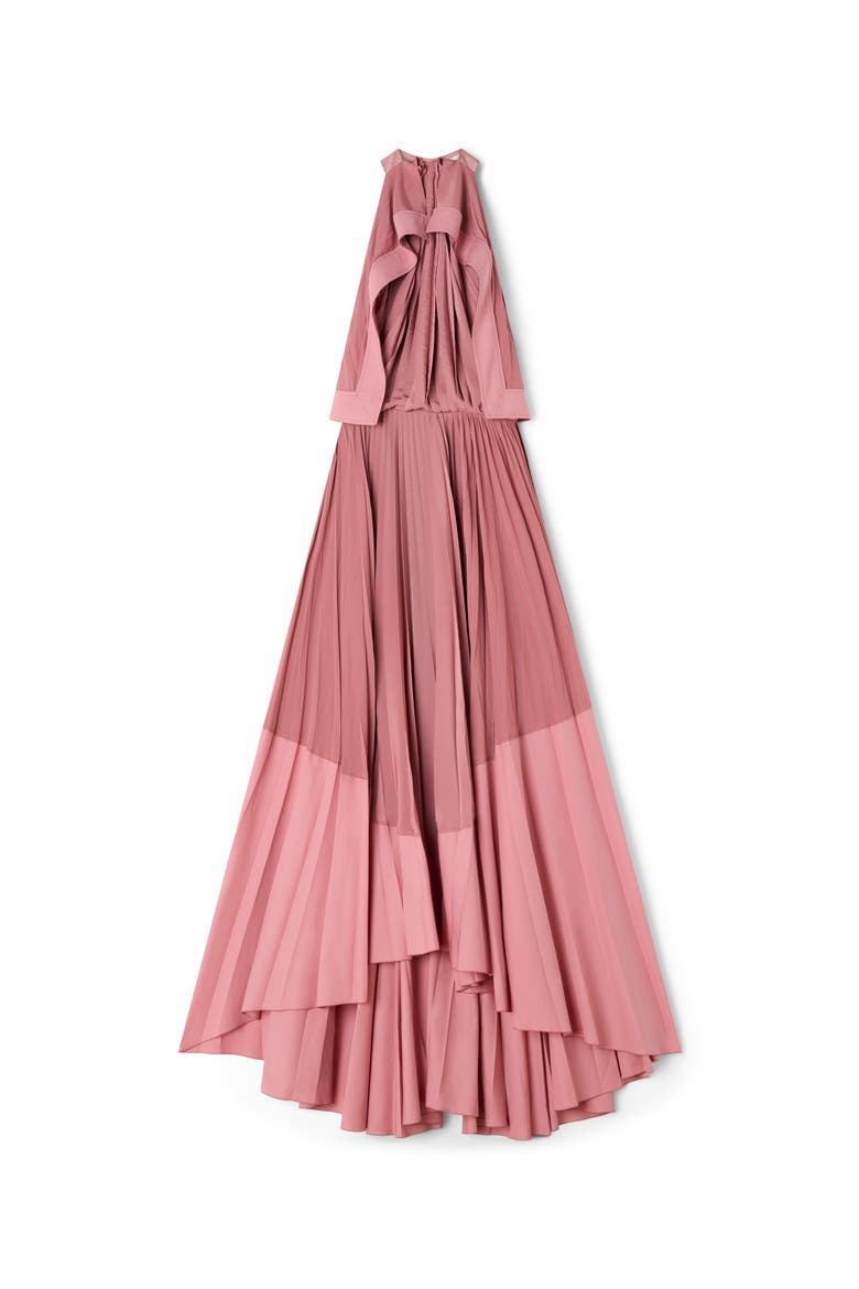 Pleated Dress In Charmeuse And Cotton, Alternate, color, Pink
