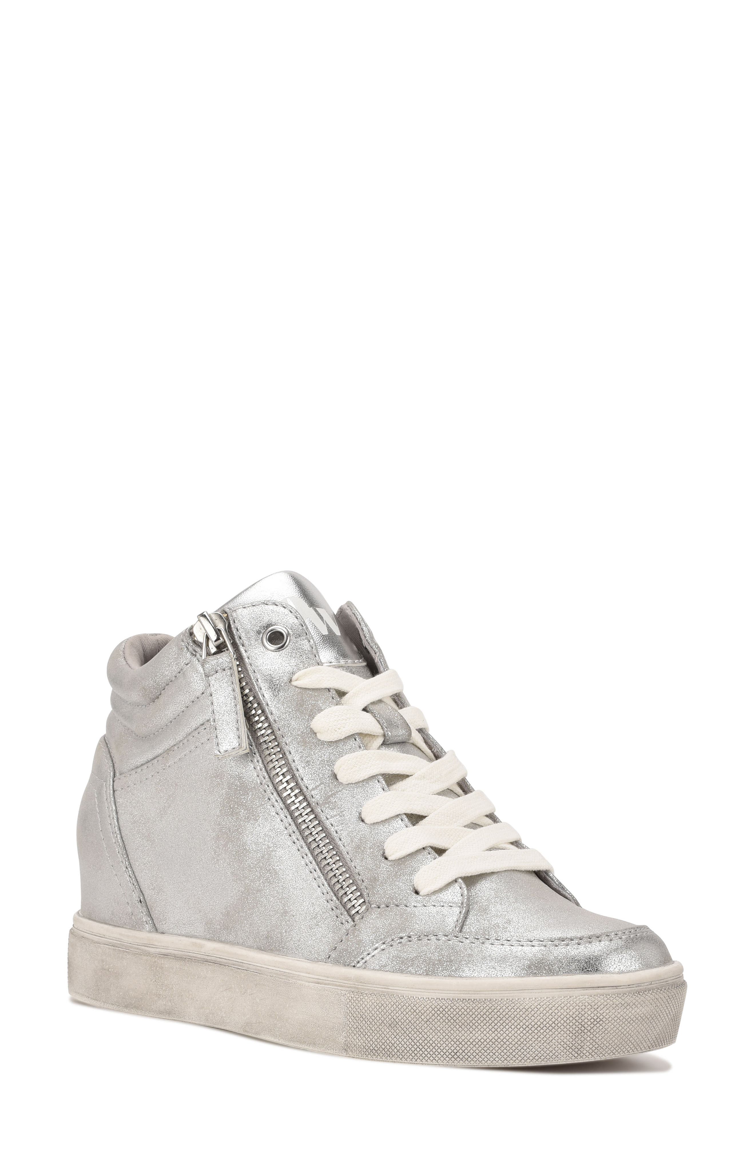 Tons Lace-Up Wedge Sneaker, Main, color, SILVER