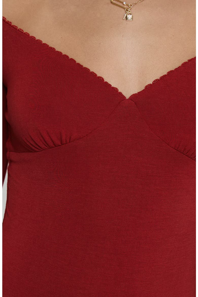 Loveydove Long Sleeve Bodysuit, Alternate, color, BURGUNDY