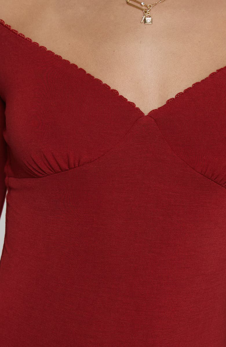 Princess Polly Loveydove Long Sleeve Bodysuit, Alternate, color, Burgundy