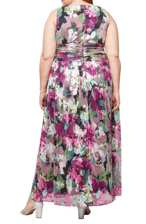 Shop Sl Fashions Metallic Floral Surplice Neck Gown