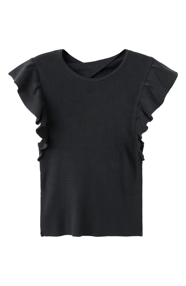 MANGO TEEN Ruffle Sleeve Rib Crop Top, Alternate, color, 