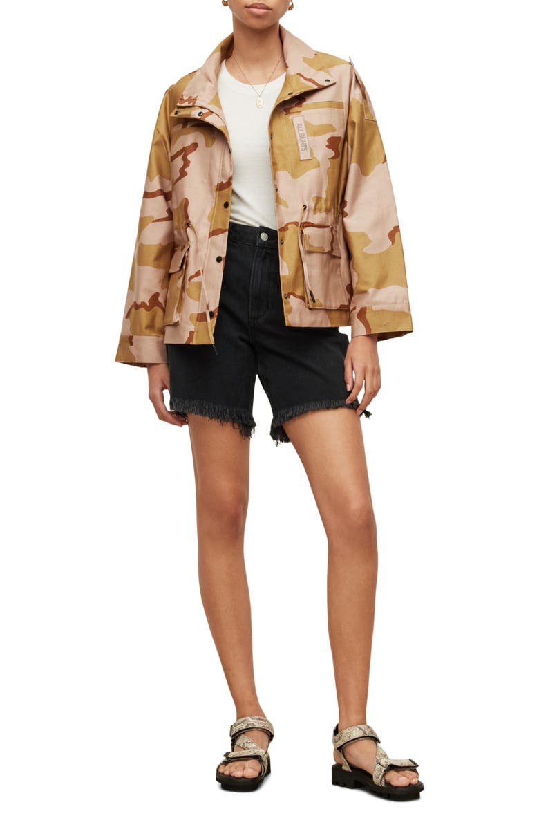 AllSaints Katey Camo Jacket, Alternate, color,