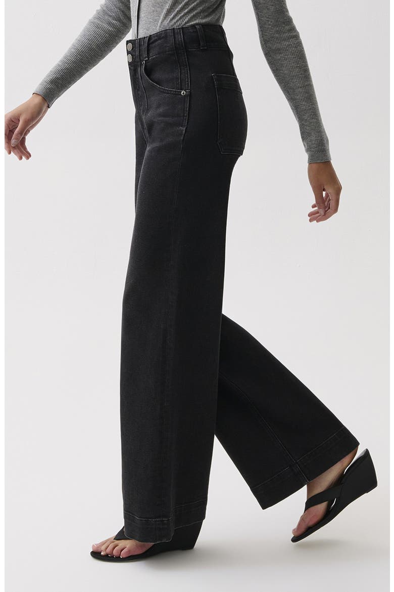 Lana Double Button High Waist Wide Leg Jeans, Alternate, color, JETSET