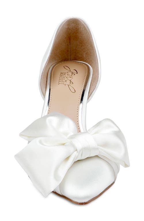 Jewel Badgley Mischka Women's Sidney Slip On Evening Bow Pumps In Ivory Satin
