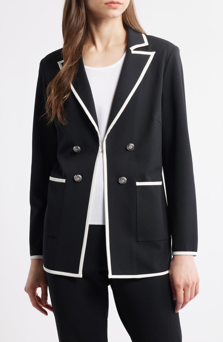 Ming Wang Heritage Fit Stretch Deco Crepe Blazer, Main, color,