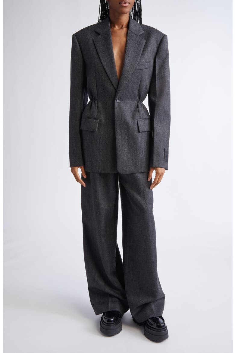 Tailored Wool Flannel Wide Leg Pants, Alternate, color, BLACK/ CHARCOAL