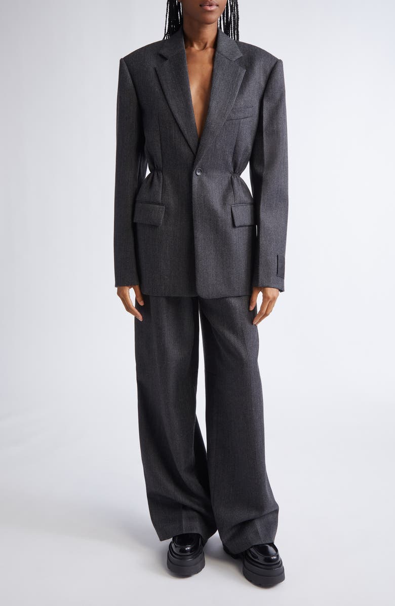Alexander Wang Oversize Wool Gabardine Blazer, Alternate, color, Black/ Charcoal