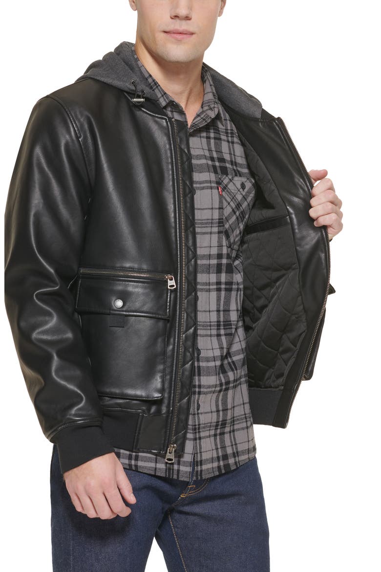 Levi's® Hooded Bomber Jacket, Alternate, color, BLACK