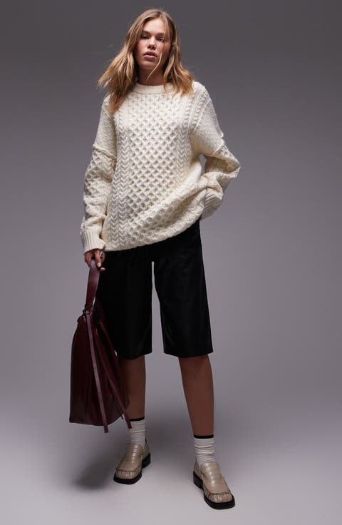 Long Sleeve Cable Stitch Mini Sweater Dress