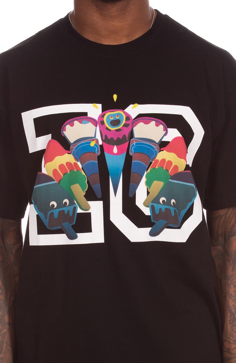 ICECREAM Friends Cotton Graphic T-Shirt, Alternate, color, Black