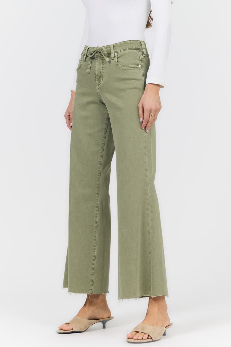 Micah Tie Waist Wide Raw Hem Jeans, Alternate, color, Vetiver