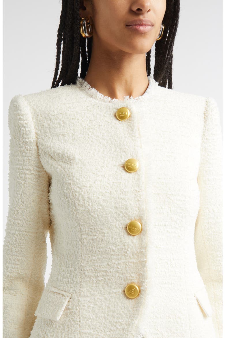 Nerina Fringe Bouclé Jacket, Alternate, color, IVORY