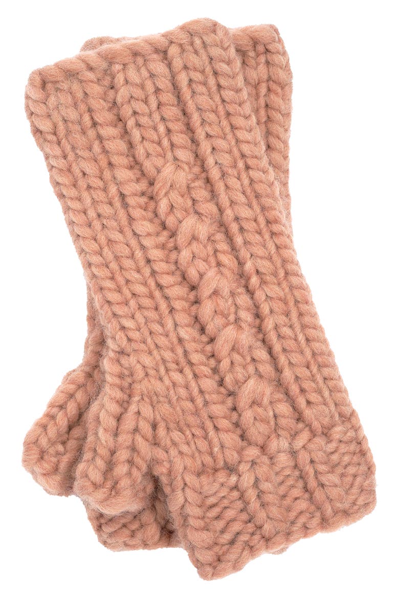 Handknit Cable Knit Hand Warmers, Alternate, color, CUBAN SAND