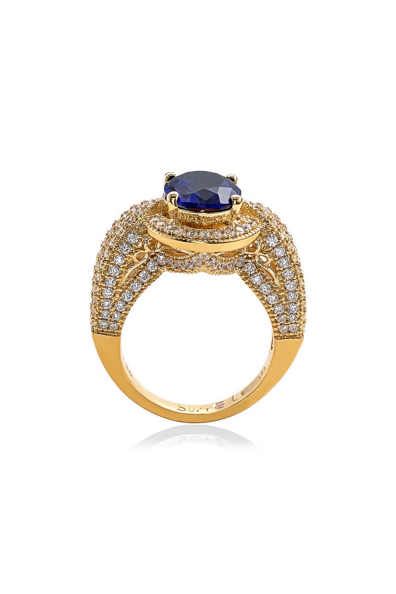 Oval-Cut Blue Cubic Zirconia Pav Ring, Alternate, color, BLUE