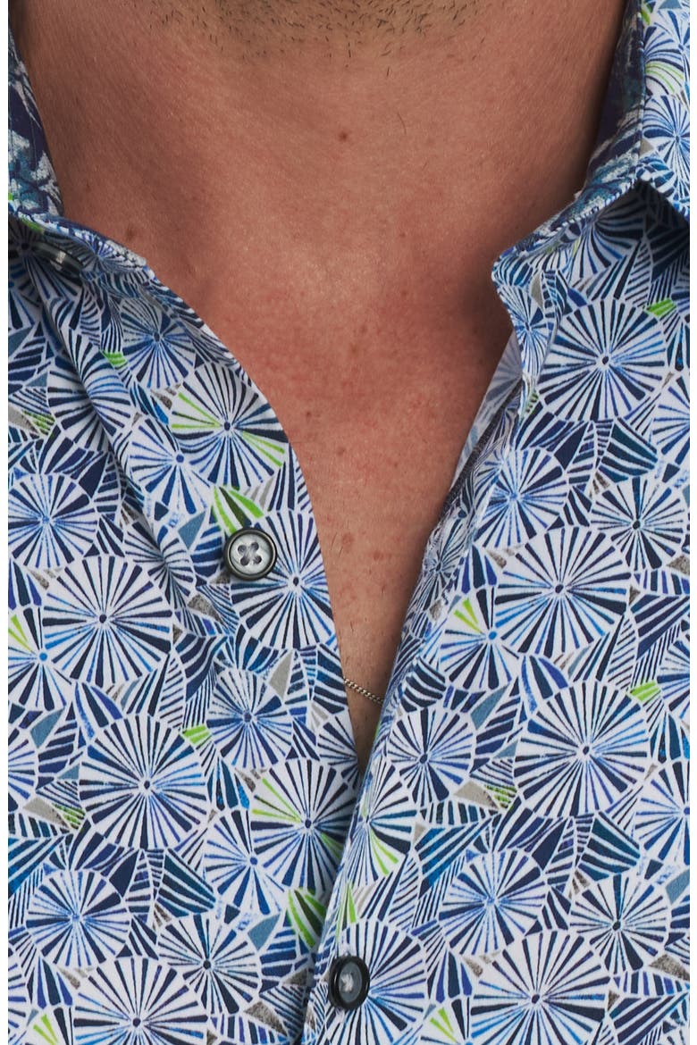 Ballard Floral Short Sleeve Button-Up Shirt, Alternate, color, BLUE