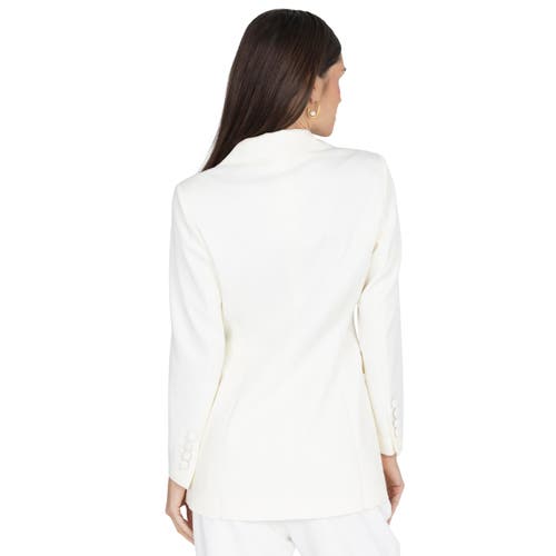 Akalia Mendy Double Breasted Tuxedo Jacket In White