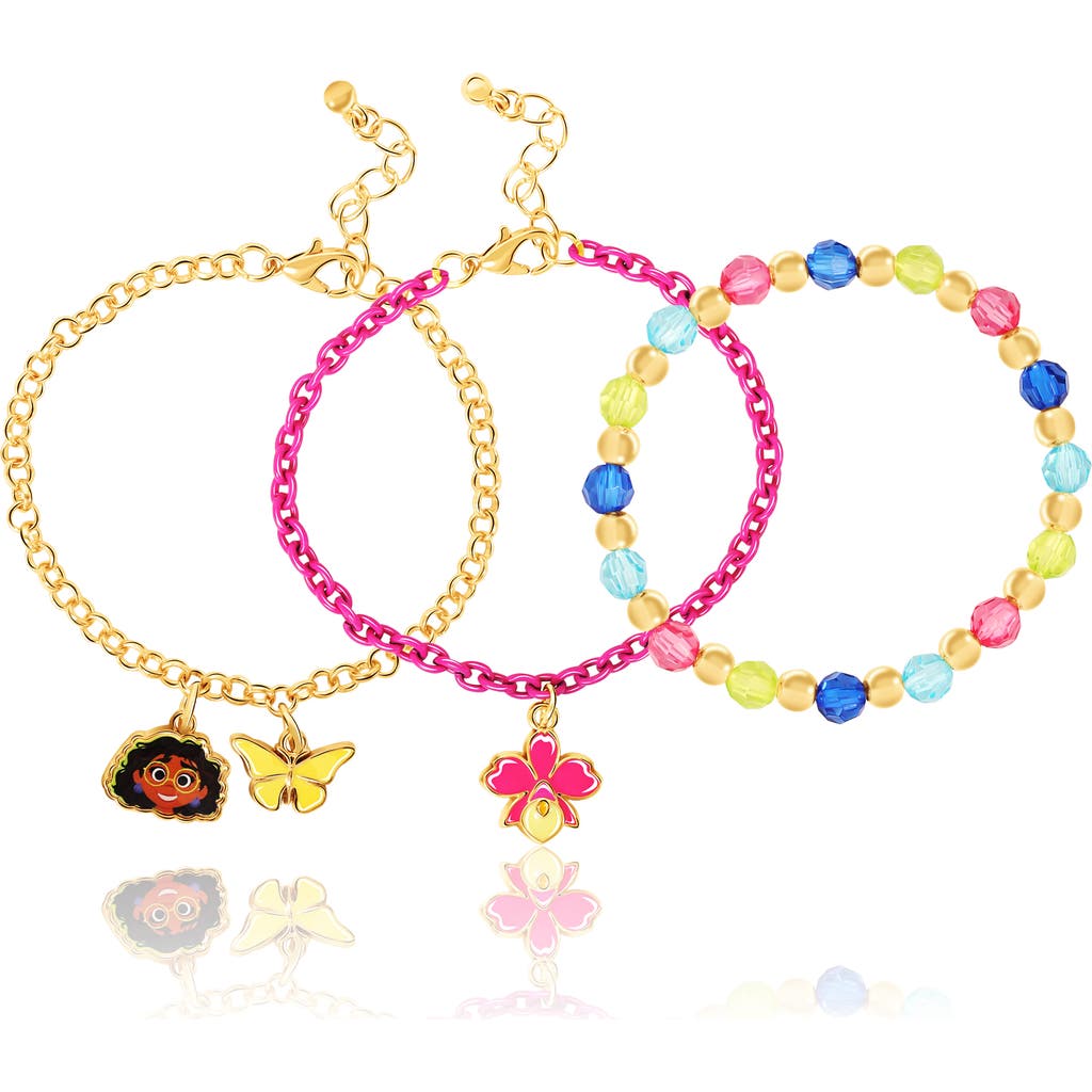 Disney Encanto Set Of 2 Charm Bracelets And 1 Stretch Beaded Bracelet, 6" In Multi