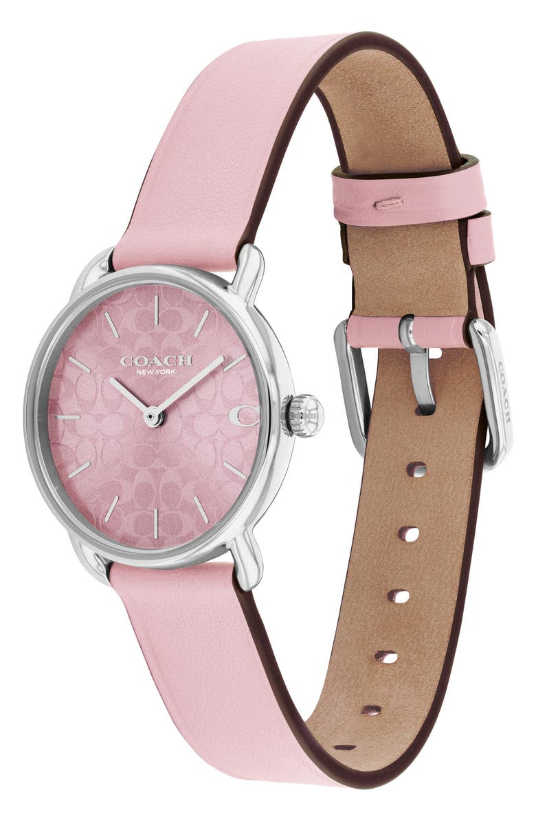 COACH Elliot Pink Leather Strap Watch, 28mm, Alternate, color, Blush