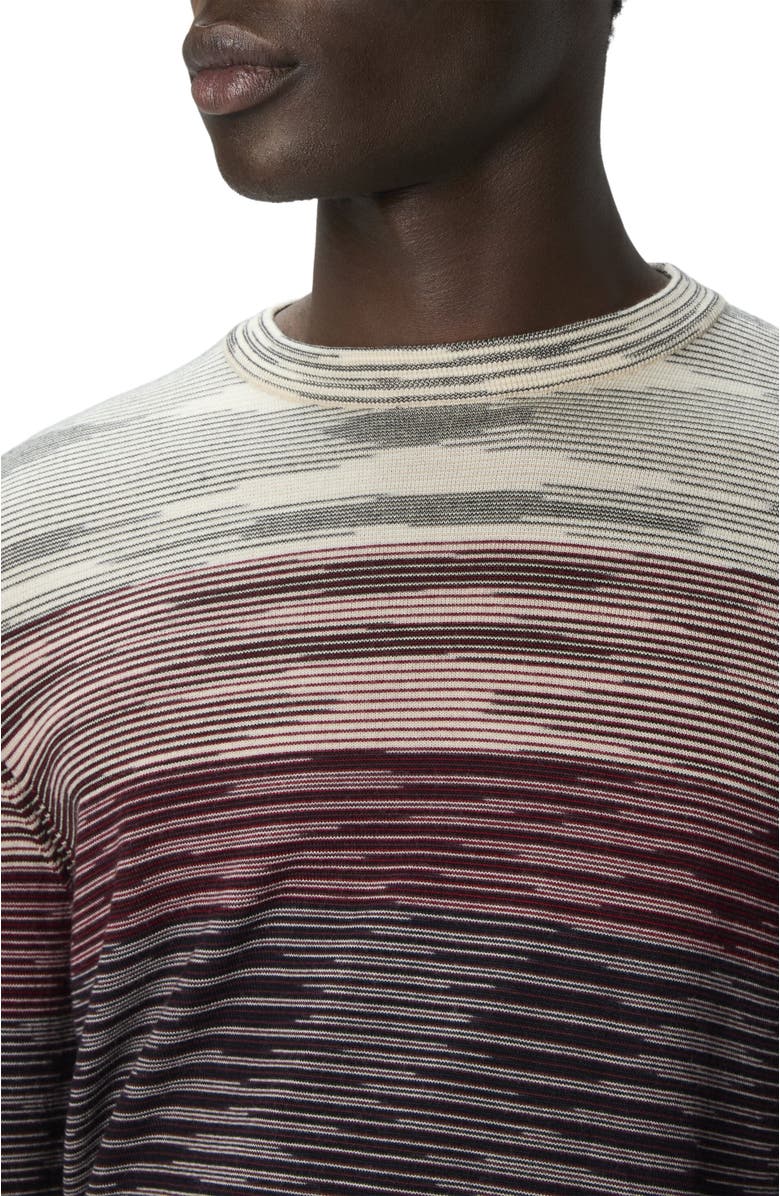 Missoni Crew Neck Sweater In Pure Flame Wool, Alternate, color, Beige & Burgundy