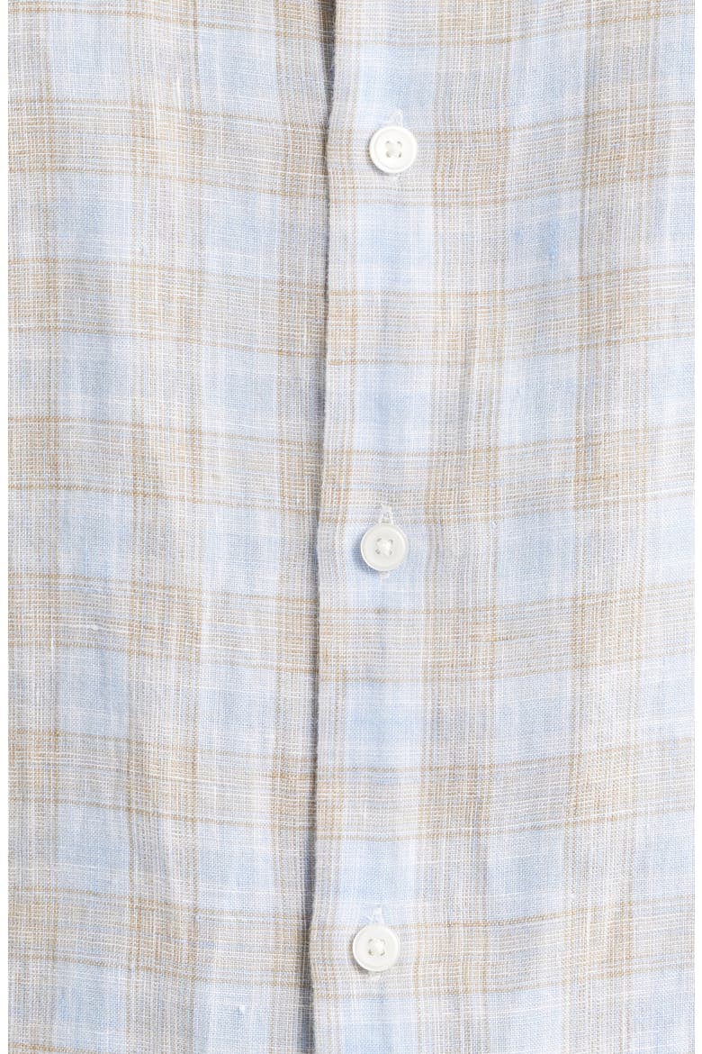 Milo Check Linen Button-Up Shirt, Alternate, color, CLOUDY BLUE