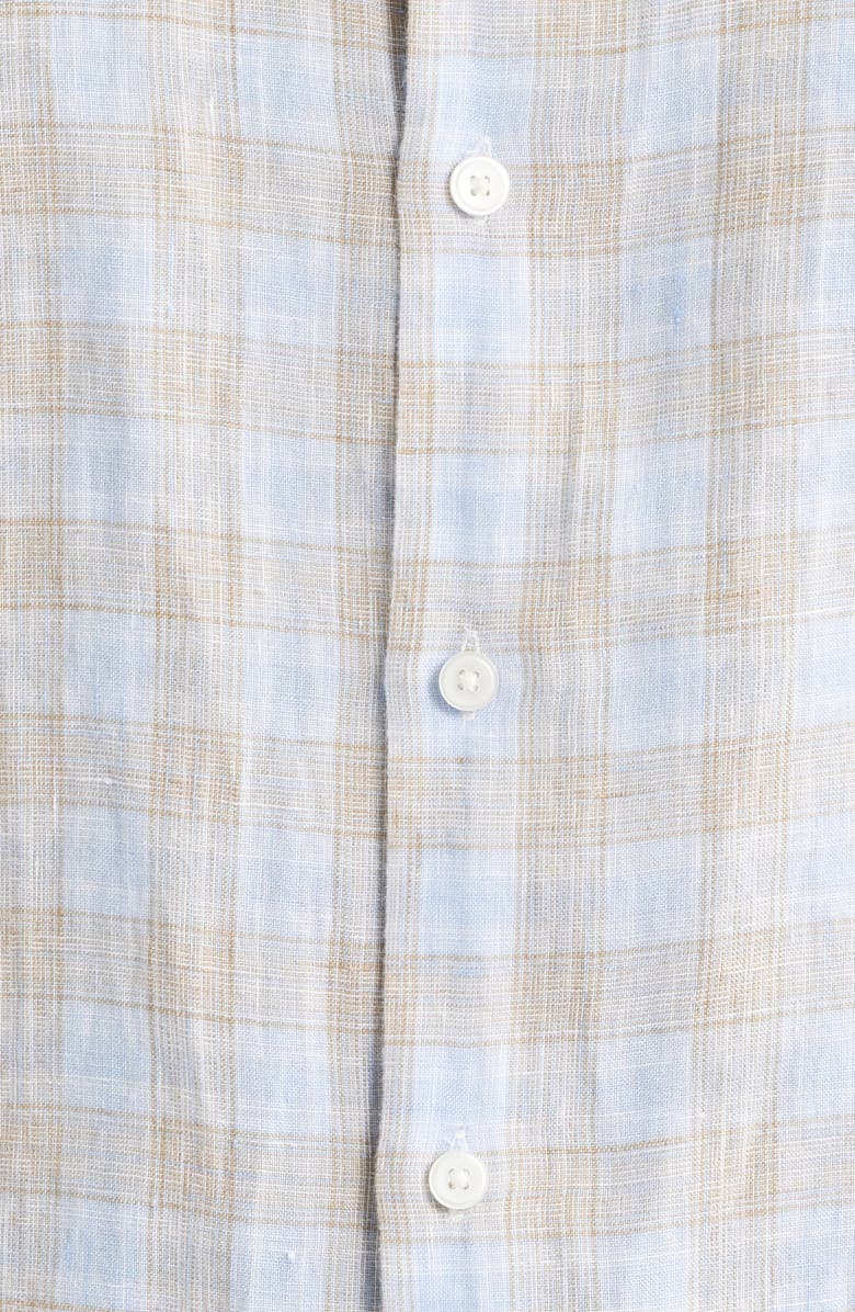 Peter Millar Milo Check Linen Button-Up Shirt, Alternate, color, Cloudy Blue