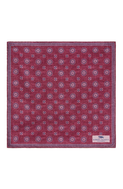 Robert Talbott Collins Reversible Silk Pocket Square in Burgundy/medallion  product