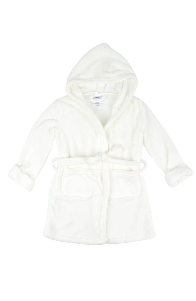 Leveret Kids Fleece Hooded Robe, Solid Colors, Alternate, color, Off White