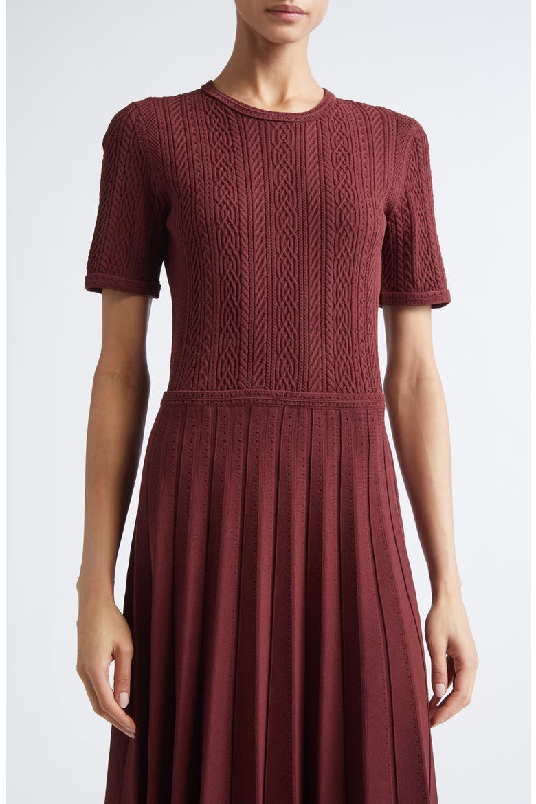 Cable Stitched Knit Midi Dress, Alternate, color, MEDJOOL
