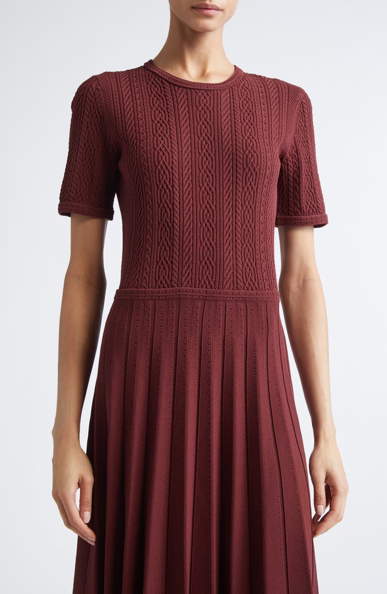 Jason Wu Collection Cable Stitched Knit Midi Dress, Alternate, color, Medjool