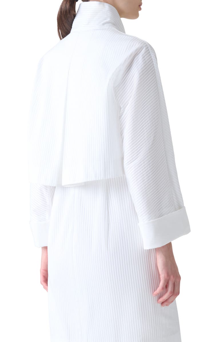 Akris Mimi Pleated Cotton Voile Crop Jacket, Alternate, color, White