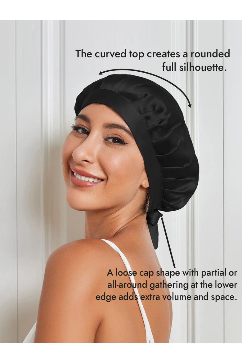 Pure Silk Classic Ribbon Bonnet, Alternate, color, Black