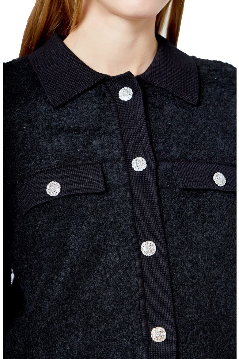 Embellished Knit Jacket, Alternate, color, BLACK