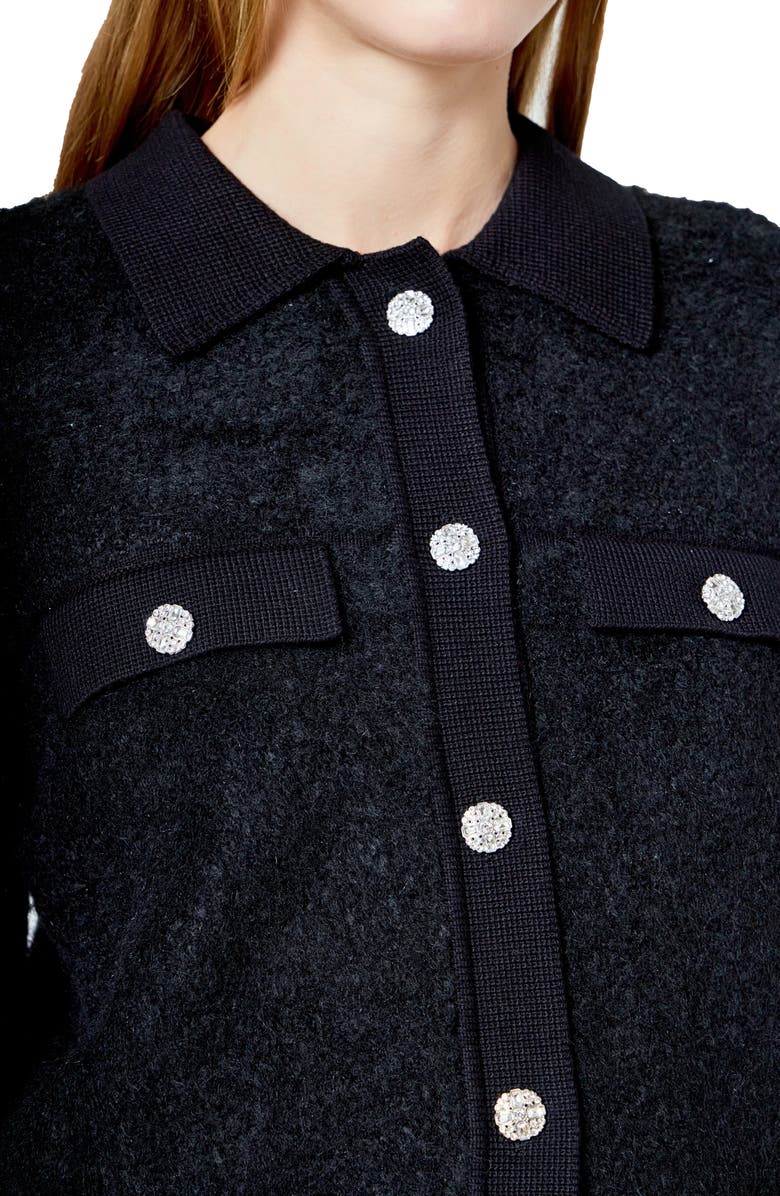 Endless Rose Embellished Knit Jacket, Alternate, color, Black