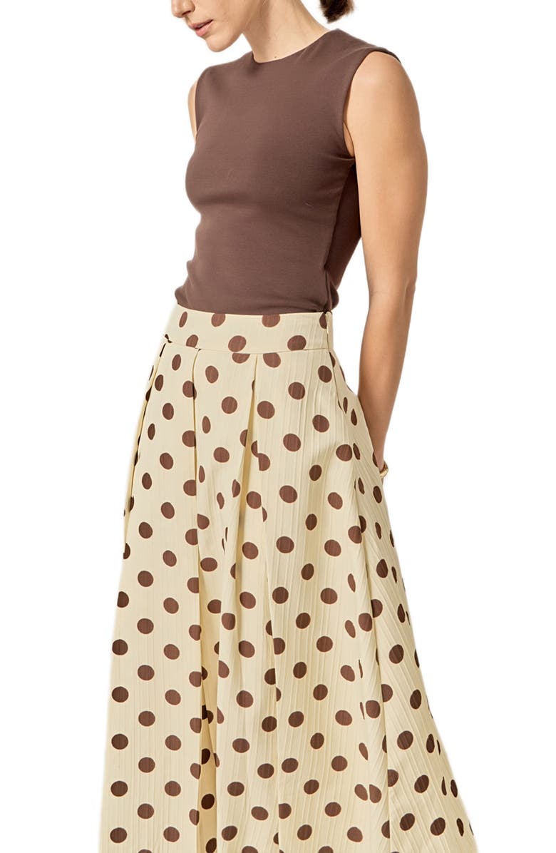 English Factory Polka Dot A-Line Midi Skirt, Alternate, color, Cream