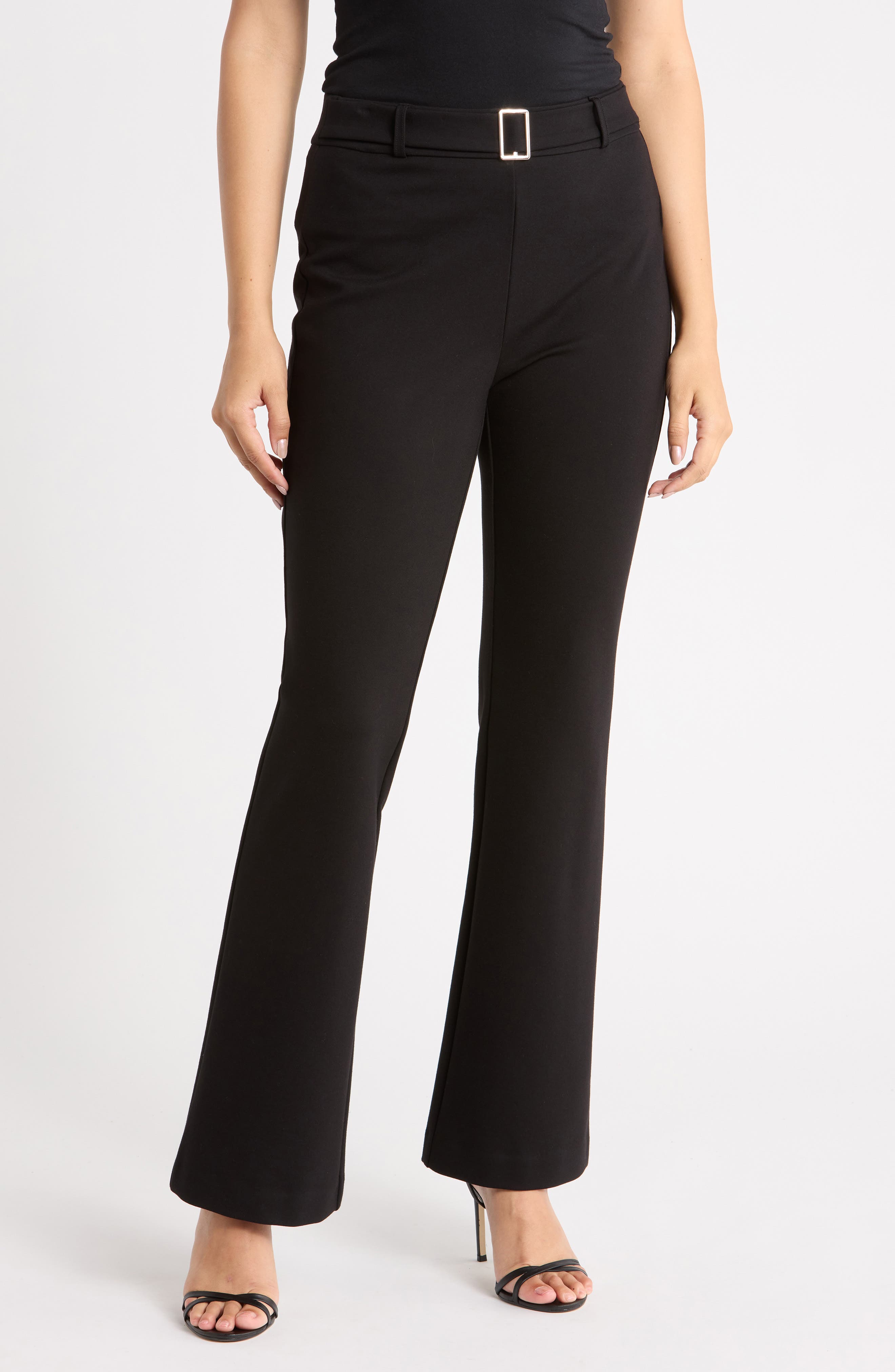 Belted Bootcut Pants