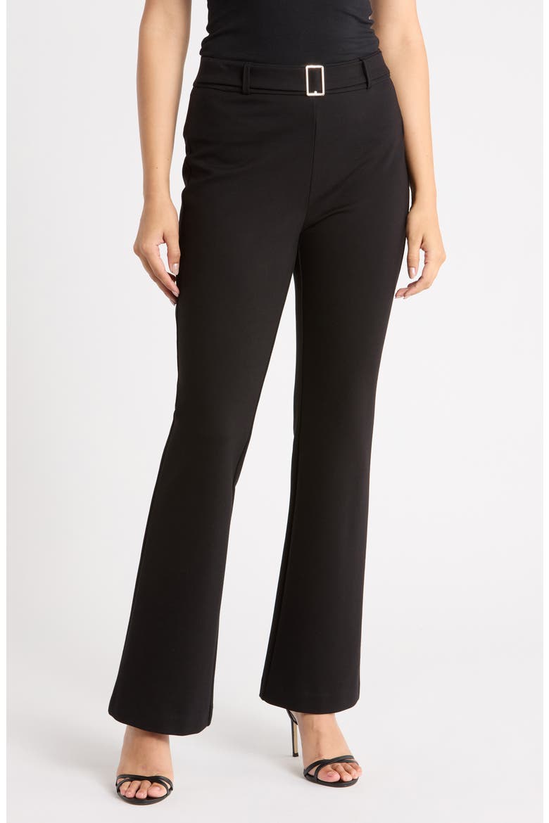 Belted Bootcut Pants, Main, color, BLACK