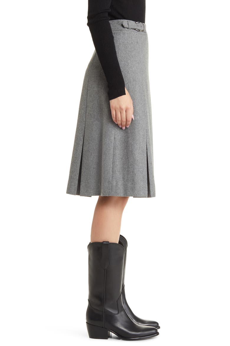 Garnet Pleated Wool Blend Skirt, Alternate, color, HTHRGRY