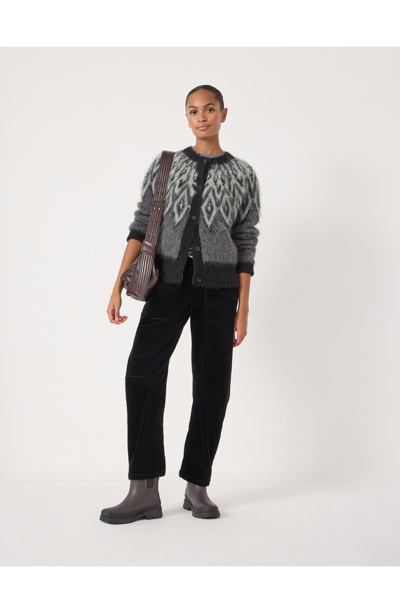 Hush Brushed Fair Isle Mohair Blend Cardigan, Alternate, color, Charcoal Marl