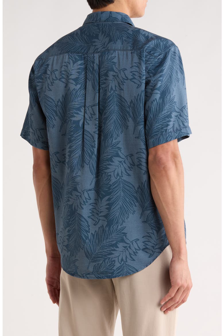 Luau Leaves Short Sleeve Button-Up Shirt, Alternate, color, NAVY