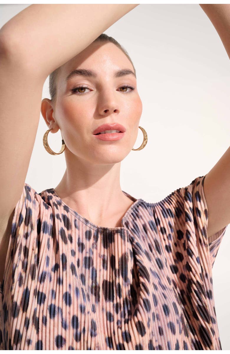 JOSEPH RIBKOFF Pleated Scuba Crepe Animal Print Cocoon Top, Alternate, color, Beige/Multi