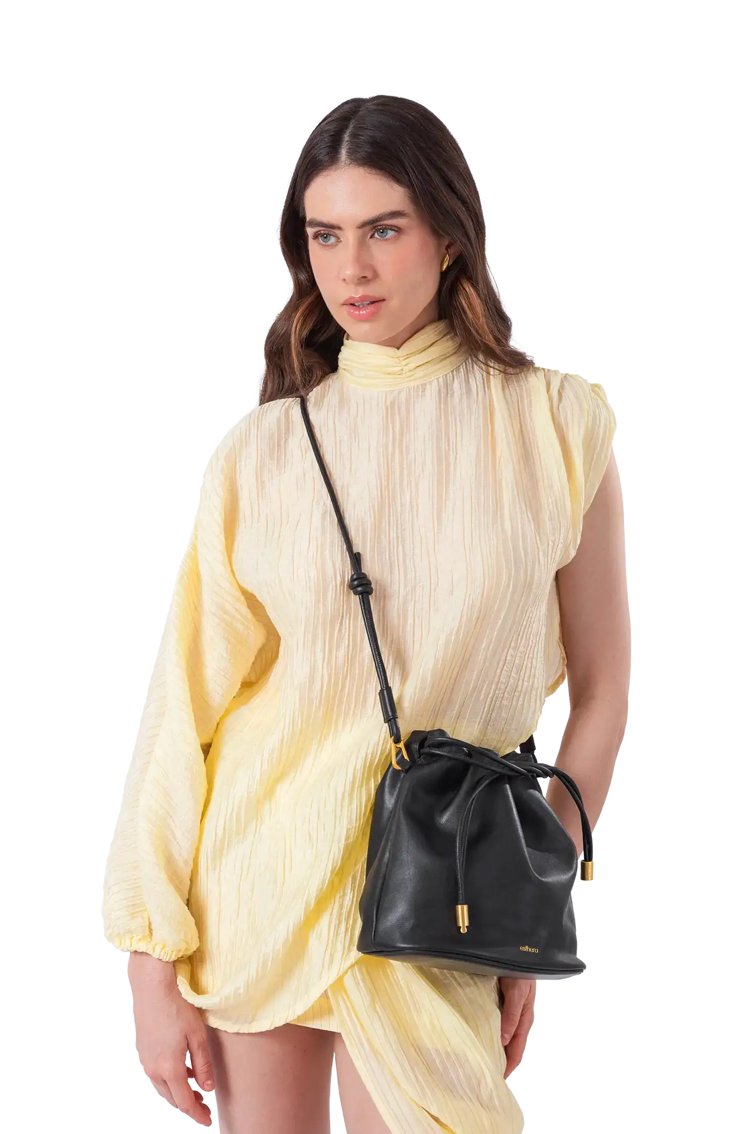 Leather Pouch Bag with Crab Claw, Alternate, color, Black