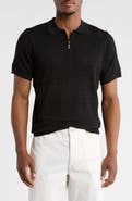 T.R. PREMIUM Geometric Pointelle Half Zip Sweater Polo
