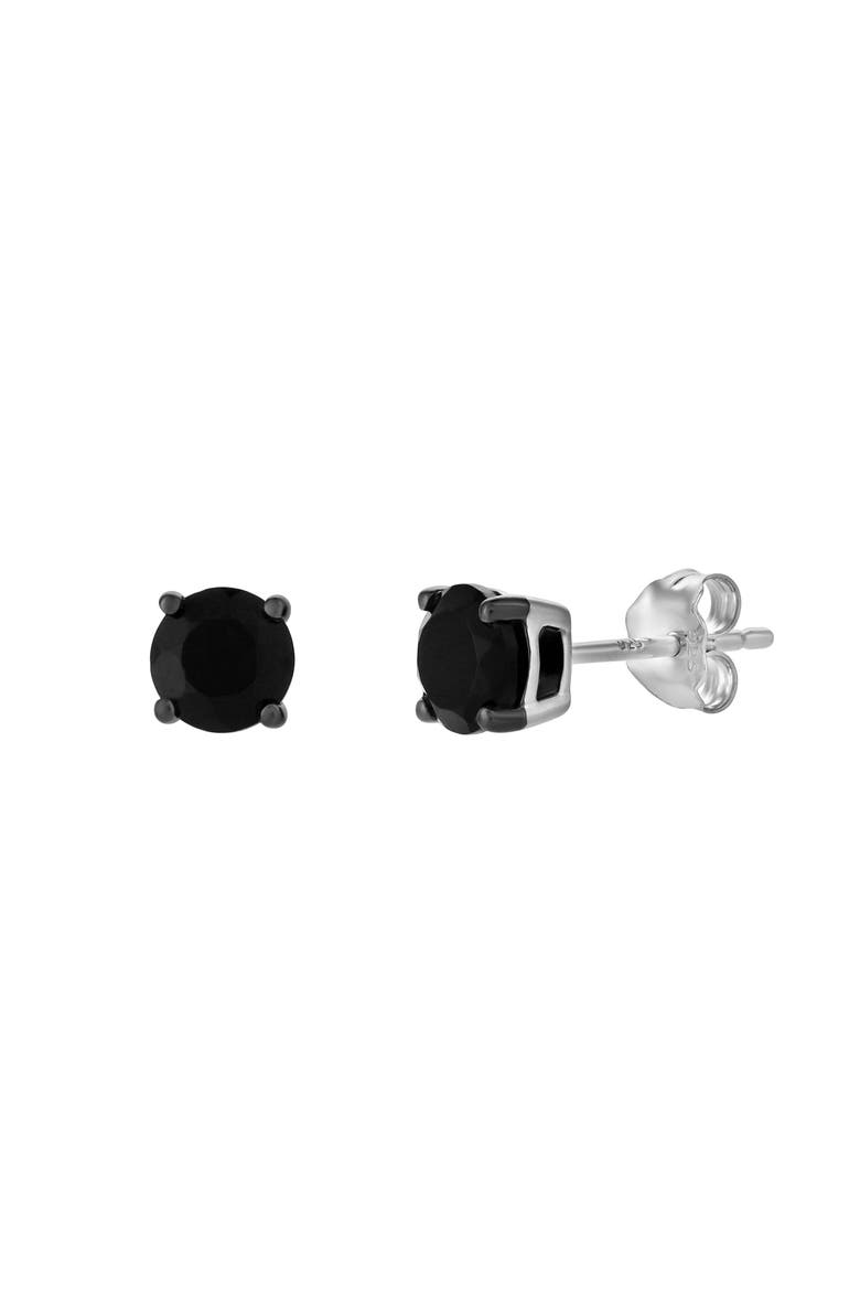 Seki 0.95CT Round Black Spinel Stud Earrings 925 Silver, Alternate, color, Sterling Silver