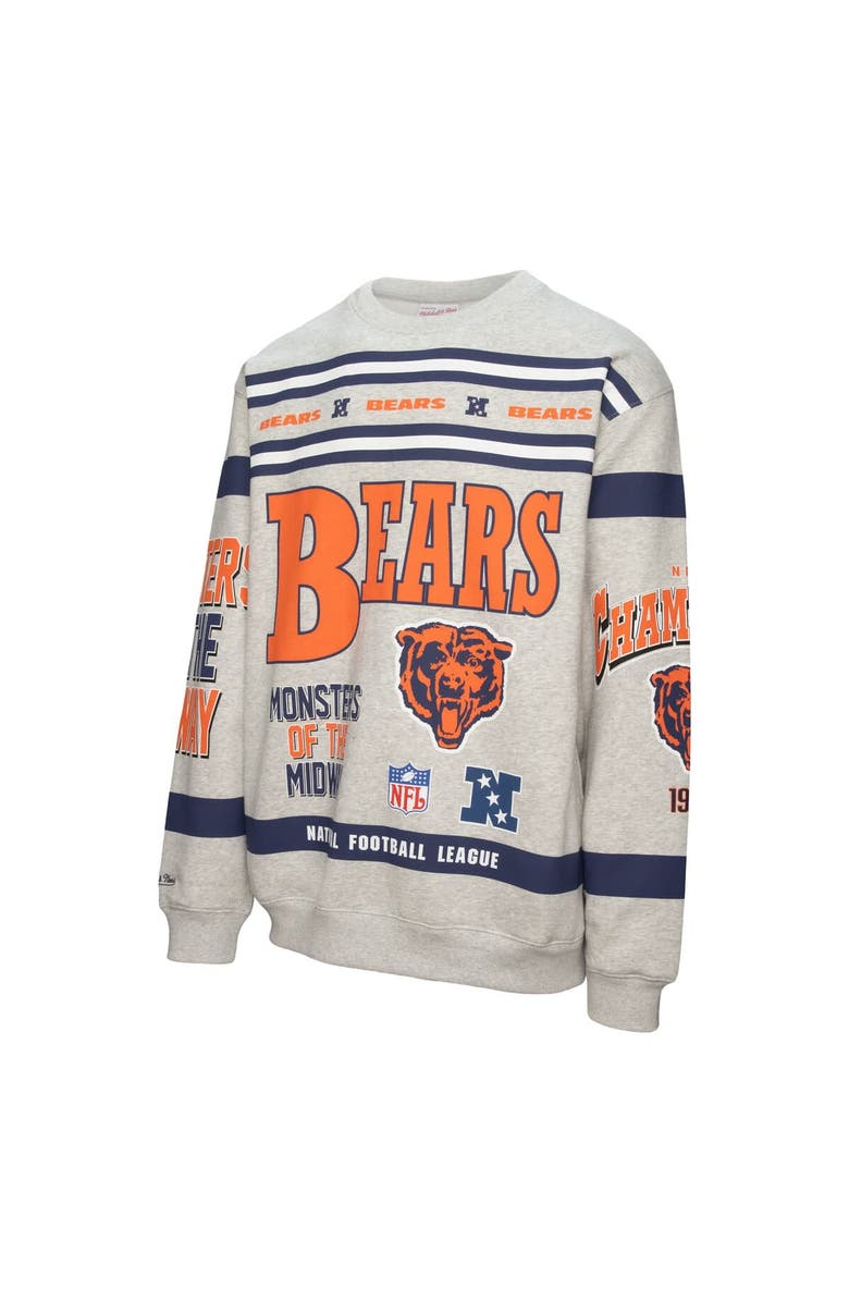 Mitchell & Ness Men's Mitchell & Ness  Heather Gray Chicago Bears All Over Print Vintage Fleece Crewneck Sweatshirt, Alternate, color, 