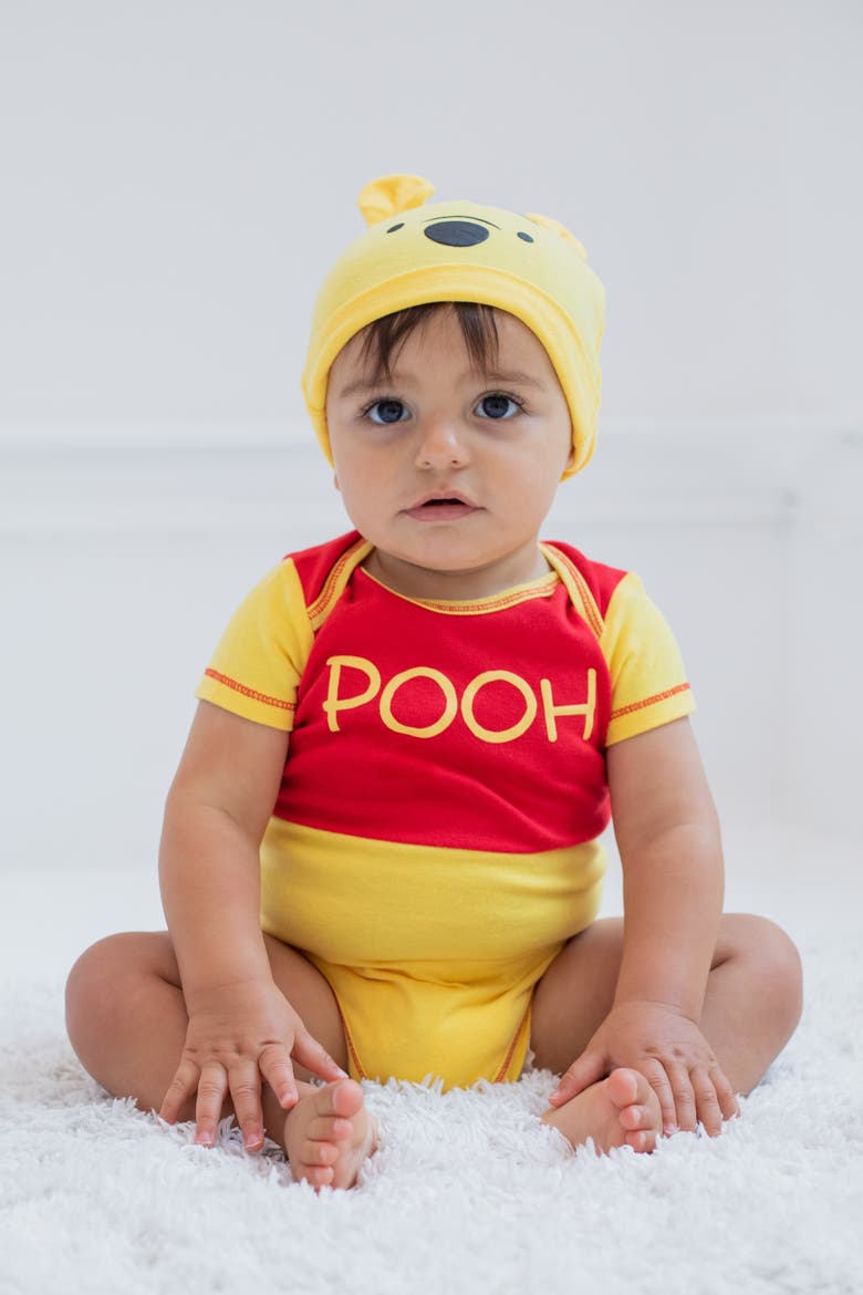Pixar 2-Piece Bodysuit and Hat Set, Alternate, color, Yellow Red Pooh