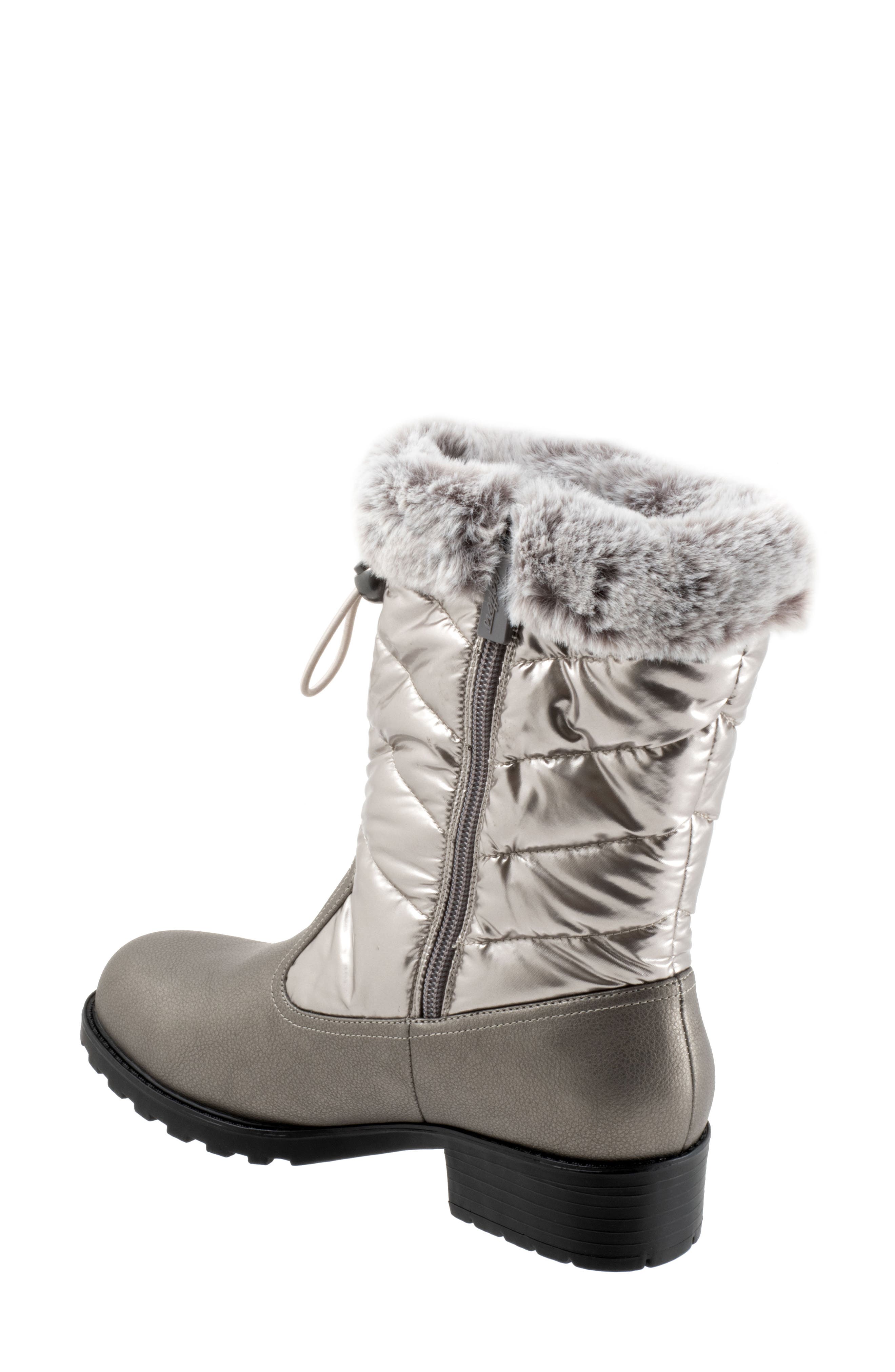 Trotters Bryce Faux Fur Trim Winter Boot, Alternate, color, Grey Tumbled
