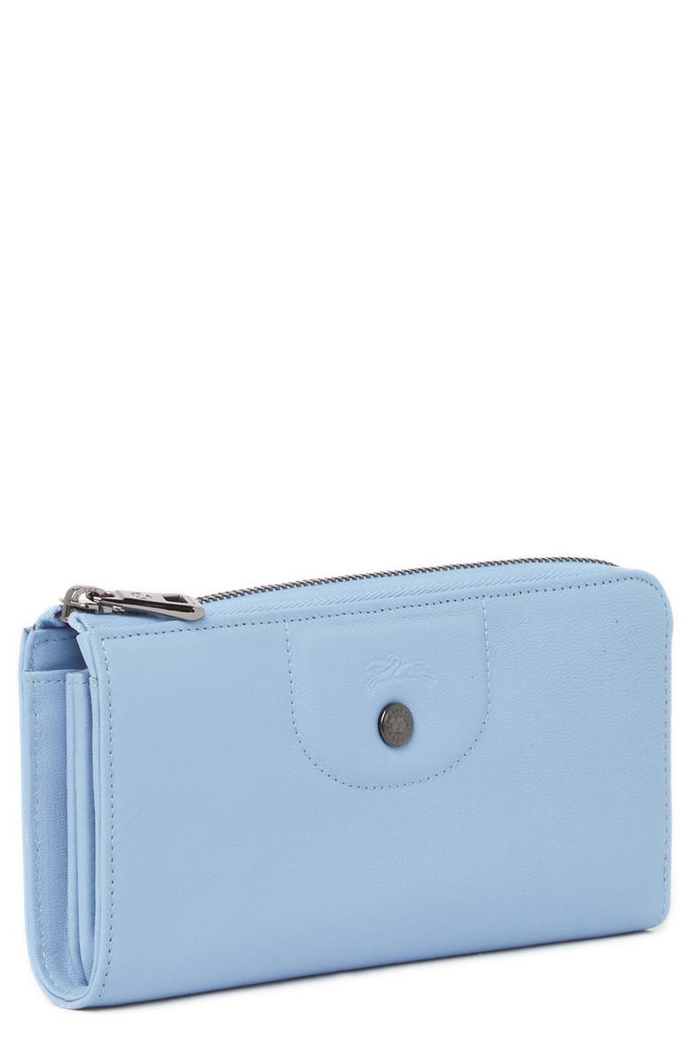 Longchamp Leather 3/4 Zip Wallet, Alternate, color, Blue